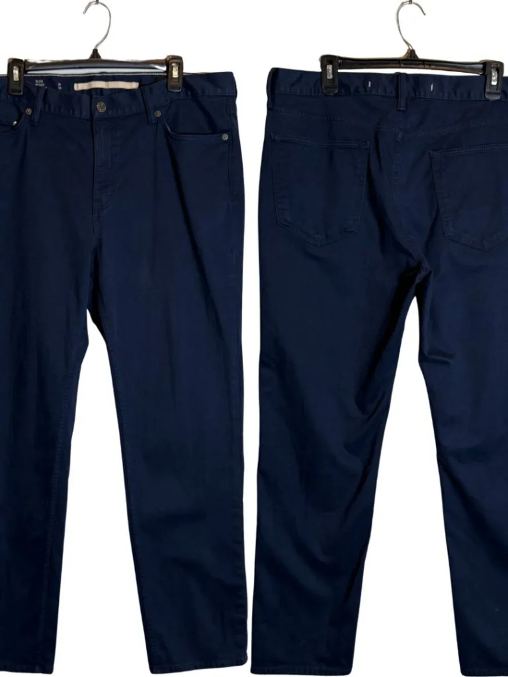 Banana Republic Slim Traveler Pant Mens 36x30 Navy Chinos Flat Front Preppy NWOT